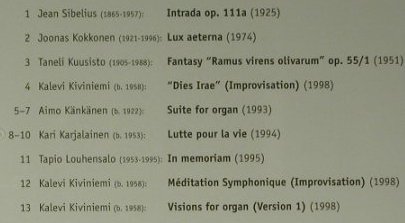 Kiviniemi,Kalevi: Visions, Finlandia, D, 2000 Typ: CD Best.-Nr.: 98467 Preis: 14,00 Euro