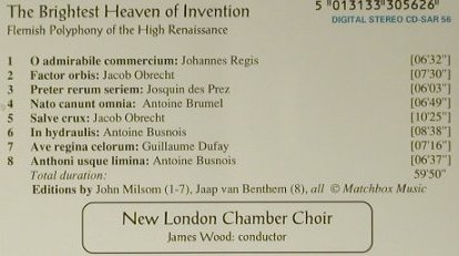 V.A.The Brightest Heaven Of Inventi: Flemish Polyphony, Amon Ra (CD-SAR 56), UK, 1992 Typ: CD Best.-Nr.: 98479 Preis: 12,50 Euro