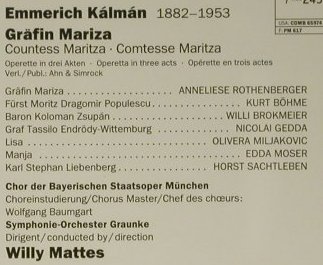 Kalman,Emmerich: Gräfin Mariza, EMI, NL, 1996 Typ: 2CD Best.-Nr.: 98574 Preis: 14,00 Euro