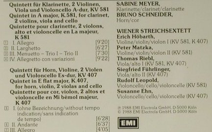 Mozart,Wolfgang Amadeus: Klarinetten- Und Hornquintett, EMI(CDC 7 49398 2), UK, 1988 - CD - 98600 - 10,00 Euro