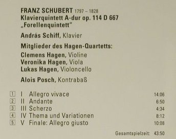Schubert,Franz: Forellenquintett, Decca (440 274-2), D, 1993 Typ: CD Best.-Nr.: 98601 Preis: 7,50 Euro