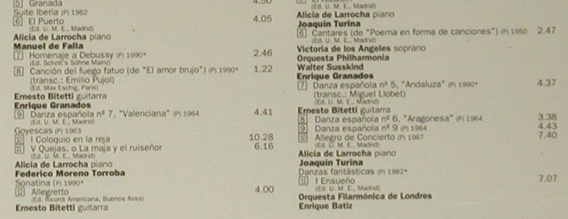 V.A.Musica Classica De Espana II: Falla, Albeniz, Granados..., EMI (CMS 7 64467 2), NL, 1992 Typ: 2CD Best.-Nr.: 98608 Preis: 17,50 Euro