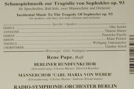 Mendelssohn Bartholdy,Felix: Ödipus, Capriccio (10 3993), D, 1993 Typ: CD Best.-Nr.: 98617 Preis: 7,50 Euro