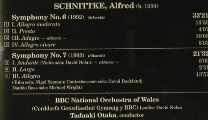 Schnittke,Alfred: Sinfonie No.6 & 7, BIS (BIS-CD-747), A, 1996 Typ: CD Best.-Nr.: 98685 Preis: 10,00 Euro