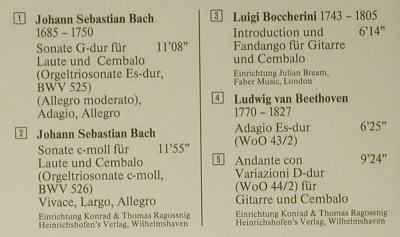 Ragossnig,Konrad&Thomas: Bach, Beethoven, Boccherini, Bayer(BR 100 120), D,  - CD - 98689 - 12,50 Euro
