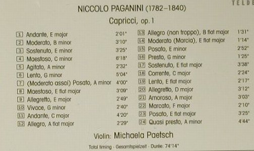 Paganini,Nicolo: Capricci, op.1,'87,Michaela Paetsch, Teldec (4509-98694-2), D, 1994 Typ: CD Best.-Nr.: 98987 Preis: 7,50 Euro