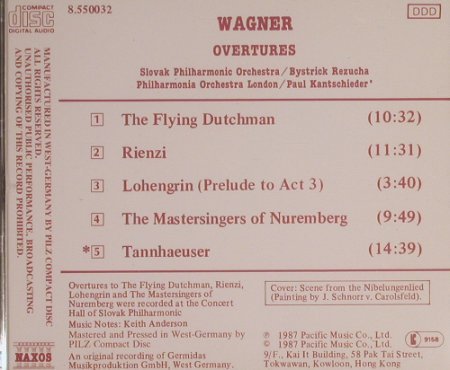 Wagner,Richard: Overtures, Naxos (8.550032), D, 1987 Typ: CD Best.-Nr.: 99473 Preis: 5,00 Euro