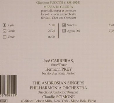 Puccini,Giacomo: Messa Di Gloria, Erato (ECD 88022), D, 1984 Typ: CD Best.-Nr.: 99479 Preis: 7,50 Euro