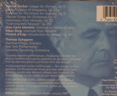 Barber,Samuel: Thomas Schippers,Digi, FS-New, Sony (MHK 62837), NL, 1996 Typ: CD Best.-Nr.: 99536 Preis: 10,00 Euro