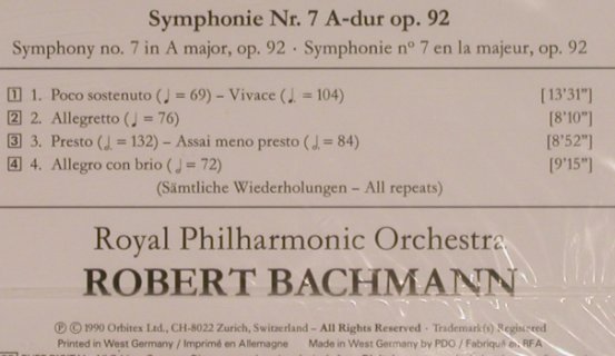 Beethoven,Ludwig van: Symphonie No.7 A-dur op .92, Orbitex(900104), D, FS-New, 1990 - CD - 99726 - 10,00 Euro