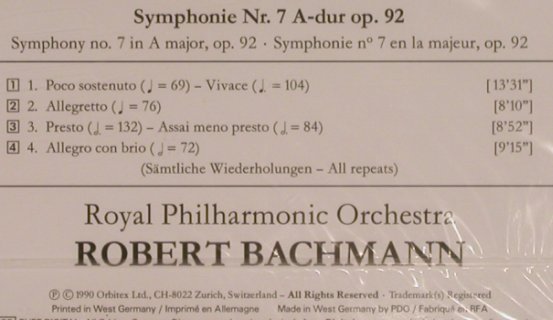 Beethoven,Ludwig van: Symphonie No.7 A-dur op .92, Orbitex (900104), D, FS-New, 1990 Typ: CD Best.-Nr.: 99726 Preis: 10,00 Euro