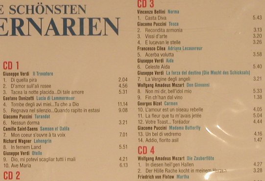 V.A.Welt der Oper: Die schönsten Opernarien,Box,FS-New, Bella Musica (BM 16.2001),  Typ: 4CD Best.-Nr.: 99729 Preis: 10,00 Euro