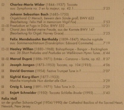Hell,Felix - Orgelgiganten: Schantz Organ,NewJersey, Organ/Wergo(), D, 2000 - CD - 99922 - 5,00 Euro