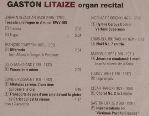 Litaize,Gaston: Organ Recital, FS-New, Aura Music (AUR 154-2), I, 2000 Typ: CD Best.-Nr.: 99940 Preis: 5,00 Euro