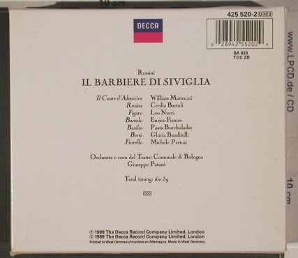 Rossini,Gioacchino: IL Barbiere di Siviglia,Box,Booklet, Decca(425 520-2), D, 1989 - 3CD - 99965 - 20,00 Euro