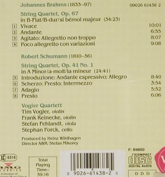 Vogler Quartett: Brahms, Schumann (String Quartets), RCA(), D, 1993 - CD - 91007 - 5,00 Euro
