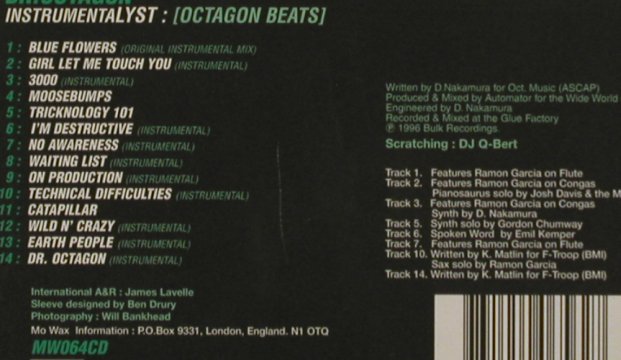 Dr.Octagon: Instrumentalyst:[Octagon Beats], Mo'Wax (MW064), UK, 1996 Typ: CD Best.-Nr.: 91334 Preis: 10,00 Euro