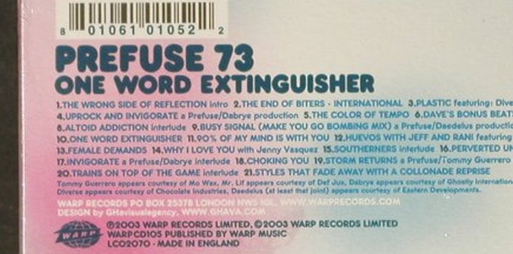 Prefuse 73: One World Extinguisher,Digi, FS-New, Warp(cd105), UK, 2003 - CD - 92967 - 10,00 Euro