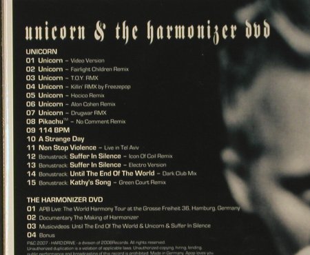 Apoptygma Berzerk: Unicorn & t.Harmonizer,Digi,deluxe, Hard Drive (2006Rec010), , FS-New, 2007 Typ: CD/DVD Best.-Nr.: 97628 Preis: 12,50 Euro