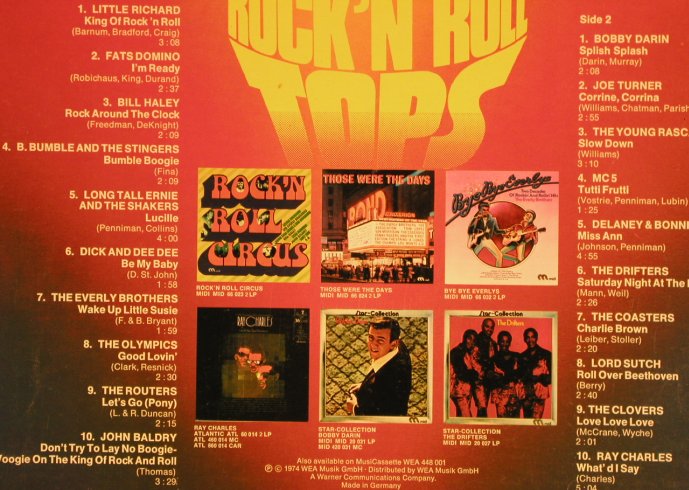V.A.20 Rock'n Roll Tops: Little Richard...Ray Charles, WEA(WEA 48 001), D, 1974 - LP - H7165 - 5,50 Euro