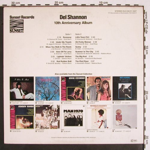 Shannon,Del: 10th Anniversary Album, Sunset(SLS 50 211 XAT), D, 1977 - LP - V1901 - 6,00 Euro