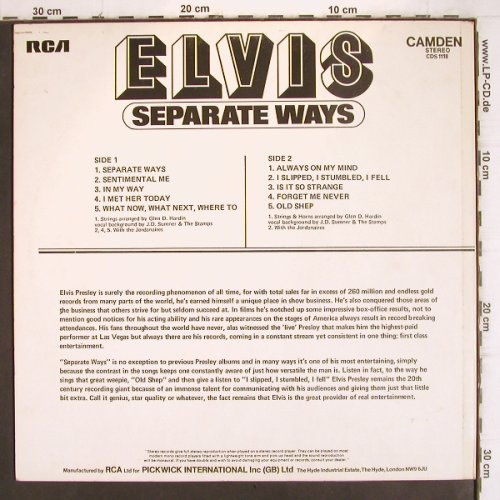 Presley,Elvis: Separate Ways, RCA Camden(CDS 1118), UK, 1973 - LP - V913 - 6,00 Euro