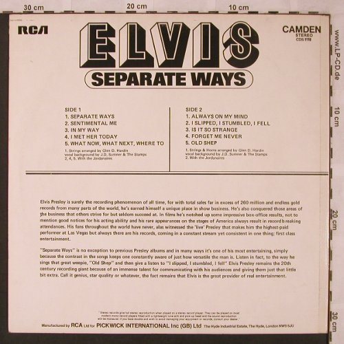 Presley,Elvis: Separate Ways, RCA Camden(CDS 1118), UK, 1973 - LP - X2449 - 5,50 Euro