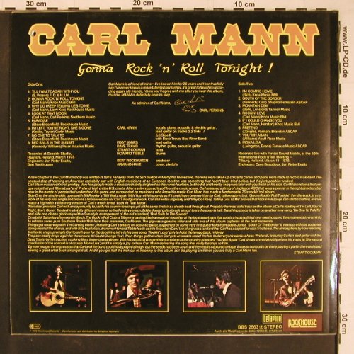 Mann,Carl: Gonna Rock 'n' Roll Tonight, Bellaphon(BBS 2563), D, co, 1978 - LP - Y1100 - 9,00 Euro