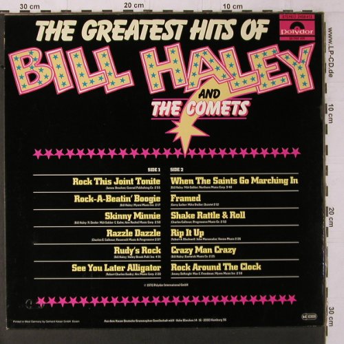 Haley,Bill & Comets: The Greatest Hits of - Live, Polydor(2459 413), D, 1970 - LP - Y1716 - 6,00 Euro