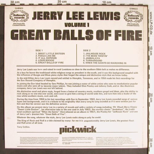 Lewis,Jerry Lee: Great Balls Of Fire Vol.1, Hallmark(SHM 823), UK, 1974 - LP - Y2690 - 5,00 Euro