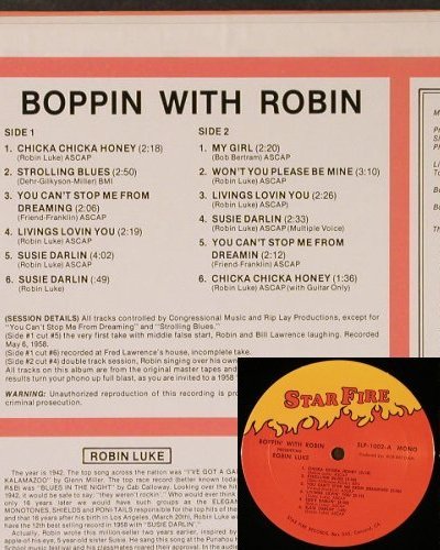 Luke,Robin: Boppin' with Robin, Mono, vg+/m-, Starfire Rec.(1002), US, 1981 - LP - Y2975 - 6,00 Euro