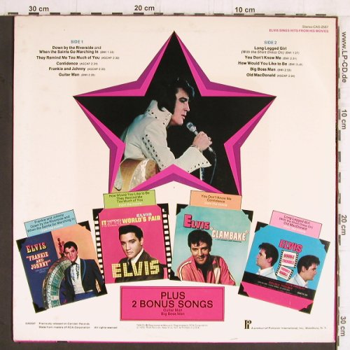 Presley,Elvis: Sings Hits From His Movies Vol.1, Pickwick(CAS-2567), US, 1972 - LP - Y5961 - 6,00 Euro