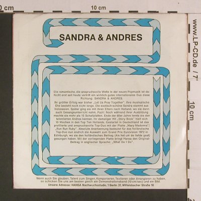 Sandra & Andres: What do I do(Als het um de liefde.., Hansa(12 085 AT), D, vg+/m-,  - 7inch - S8137 - 2,00 Euro