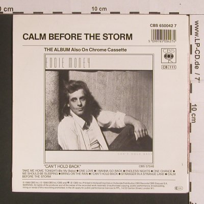Money,Eddie: Take Me Home Tonight / Calm Before, CBS(650042 7), NL, 1986 - 7inch - S8225 - 3,00 Euro