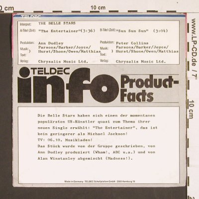 Belle Stars: The Entertainer /  Sun Sun Sun, Stiff/Teldec Info(6.13961 AC), D, 1983 - 7inch - S8414 - 3,00 Euro