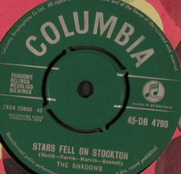 Shadows: Wonderful Land/Stars fell on Stockt, Columbia(45-DB 4790), UK, FLC, 1962 - 7inch - S9794 - 15,00 Euro