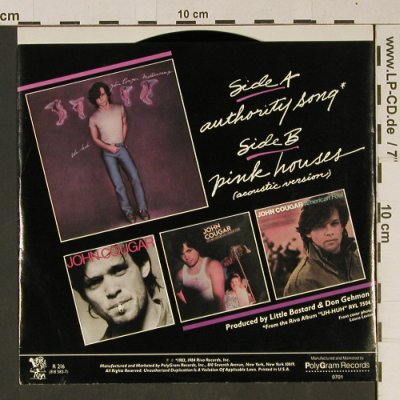 Cougar Mellencamp,John: Authority Song / Pink Houses, Riva(R 216), US, 1984 - 7inch - T1012 - 2,50 Euro