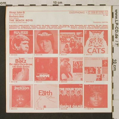 Beach Boys: Sloop John B/Barbara Ann,G.OldiesV8, Capitol(C 006-81 076 U), D, 1966 - Cover - T1277 - 1,00 Euro