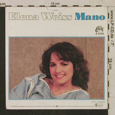 Weiss,Elena: Mano, Aladin (ALA A 2556), D, 1982 Typ: 7" Best.-Nr.: T1734 Preis: 3,00 Euro