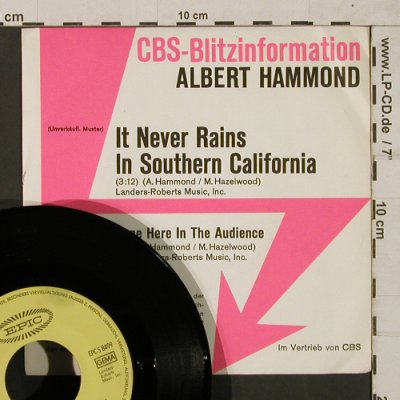 Hammond,Albert: It Never Rains In Southern Calif., Epic/CBS BlitzInfo(EPC S 8499), D, 1972 - 7inch - T1793 - 3,00 Euro