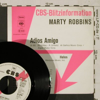 Robbins,Marty: Adios Amigo / Helen, CBS BlitzInfo.(CBS S 5055), D, 1977 - 7inch - T1817 - 7,50 Euro