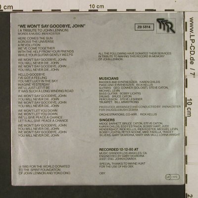 Koster,Iren: We won't say goodbye, John, a trib., RCA (ZB 5814), D, 1980 Typ: 7" Best.-Nr.: T1824 Preis: 10,00 Euro