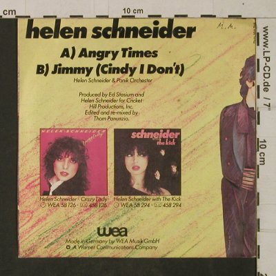 Schneider,Helen: Angry Times / Jimmy(Cindy, WEA(WEA 18 952), D, 1982 - 7inch - T1921 - 2,50 Euro