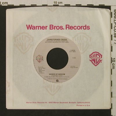Cross,Christopher: Words Of Wisdom/Think Of Laura, FLC, WB (7-29658), US, 1983 Typ: 7" Best.-Nr.: T2125 Preis: 1,50 Euro