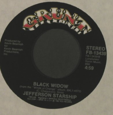 Jefferson Starship: Winds Of Change/Black Widow, LC, Grunt(FB-13439), US, 1982 - 7inch - T2153 - 2,50 Euro
