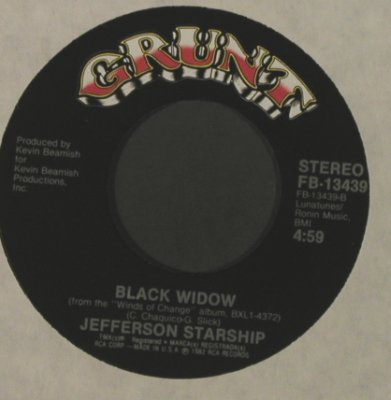 Jefferson Starship: Winds Of Change/Black Widow, LC, Grunt (FB-13439), US, 1982 Typ: 7" Best.-Nr.: T2153 Preis: 2,50 Euro