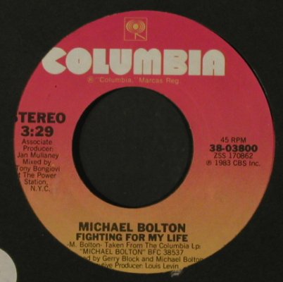 Bolton,Michael: Fools Game/Fighting For My Life,FLC, Columbia,Promo-Stol(38-03800), US, 1983 - 7inch - T2165 - 3,00 Euro