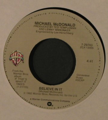 McDonald,Michael: Playin' By The Rules/Believe In It, WB(7-29743), US, FLC, 1982 - 7inch - T2171 - 2,00 Euro