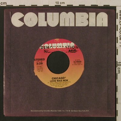 Chicago: Love Was New / Alive Again, FLC, Columbia/Promo Stol (3-10845), US, 1978 Typ: 7" Best.-Nr.: T2183 Preis: 3,00 Euro