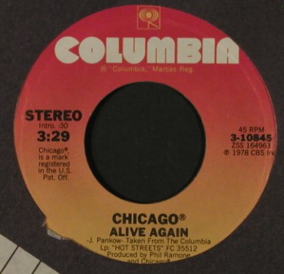 Chicago: Love Was New / Alive Again, FLC, Columbia/Promo Stol(3-10845), US, 1978 - 7inch - T2183 - 3,00 Euro